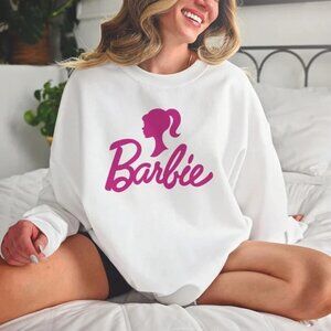 Barbie Inspired NEW white pink long sleeve crewneck sweater